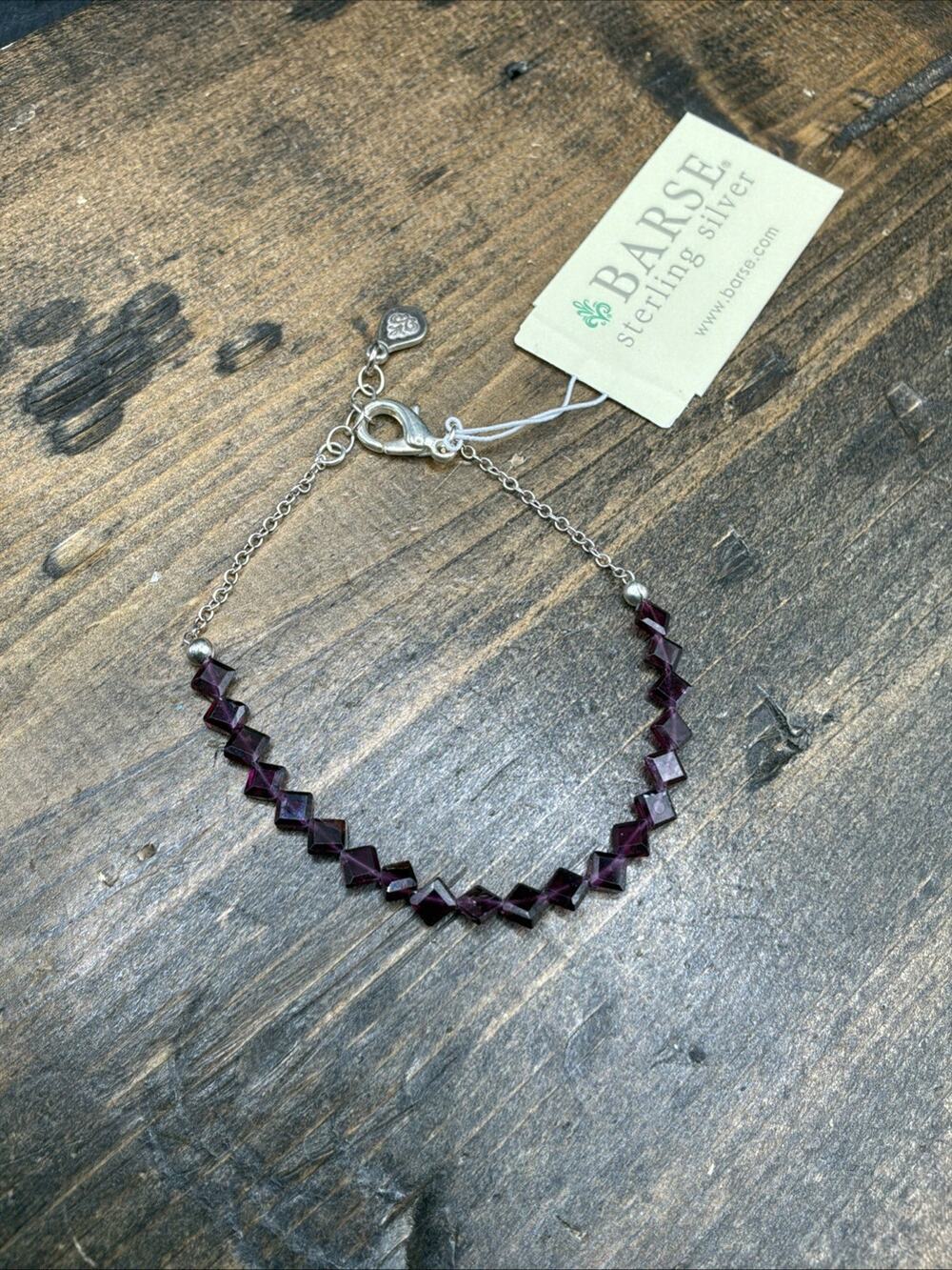 Barse Beaded Chain Bracelet - Garnet-Sterling Silver -NWT